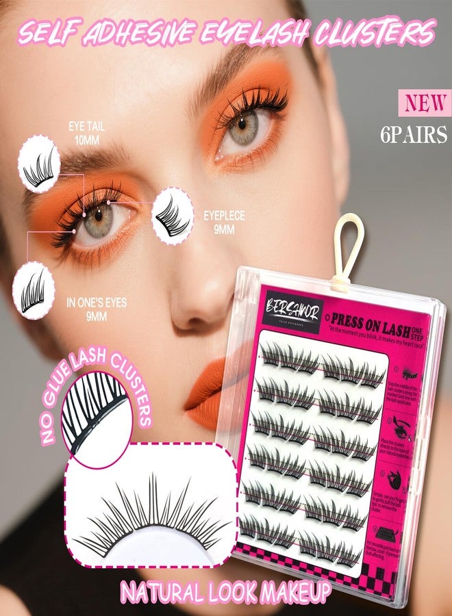 BERSHNOR Self Adhesive Eyelashes Clusters Natural Glueless Lash Clusters Press on Lashes No Glue Needed - Image 2