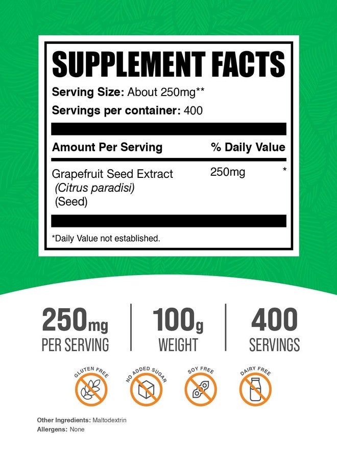 BulkSupplements.com Grapefruit Seed Extract Powder - Grapefruit Seed Supplements, Antioxidant Source - Herbal Supplement, Gluten Free, 250mg per Serving, 100g (3.5 oz) (Pack of 1) - Image 2