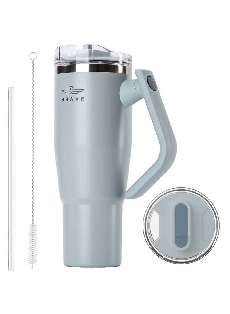 بريف تمب جارد تمبلر ١٢٠٠ml - ١٨/٨ ستانلس ستيل ترافل ماج، ثيرمال كوفي كوب، ٢-إن-١ ليكبروف ليد وذ سترو & روتيتينج هاندل، إنسوليتد هوت & كولد بيفيريج ماج، كار كب هولدر كومباتيبل، ديورابل & ريوسابل كوفي ترافل ماج (توركواز لايت جراي) - Image 1