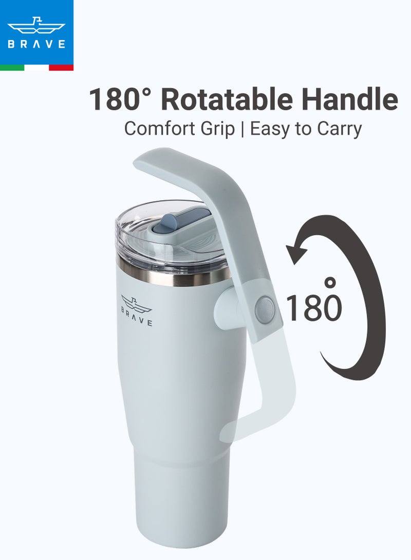 بريف تمب جارد تمبلر ١٢٠٠ml - ١٨/٨ ستانلس ستيل ترافل ماج، ثيرمال كوفي كوب، ٢-إن-١ ليكبروف ليد وذ سترو & روتيتينج هاندل، إنسوليتد هوت & كولد بيفيريج ماج، كار كب هولدر كومباتيبل، ديورابل & ريوسابل كوفي ترافل ماج (توركواز لايت جراي) - Image 5