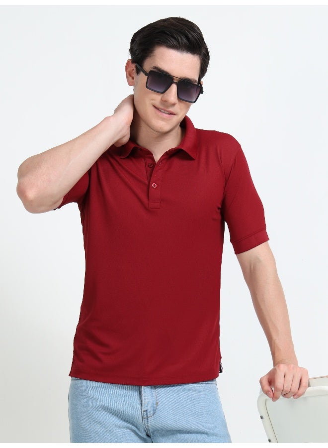 QUCO Maroons Dryfit Polo T-Shirt for Men - Image 1