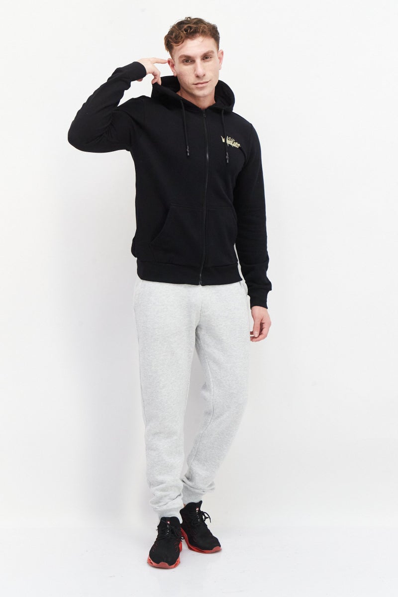 DIFUZED هودي رجالي بطبعة جرافيك بأكمام طويلة، أسود - Image 3