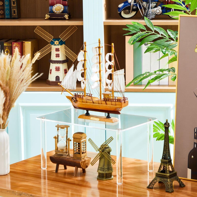 RattanView 1 Pcs 16 Inch Extra Large Acrylic Risers Display Stands Rectangular 4-leg Acrylic Plant Stand, 6mm Thick Clear Shelf Riser Display Stands for Decor Collectibles Figures and Item Photography - Image 4