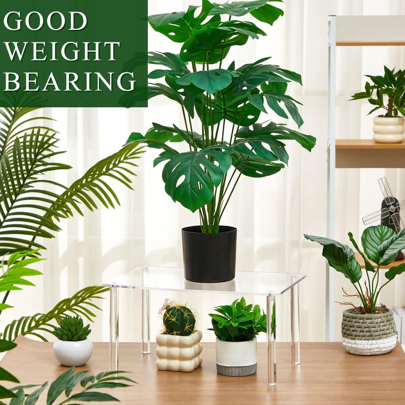 RattanView 1 Pcs 16 Inch Extra Large Acrylic Risers Display Stands Rectangular 4-leg Acrylic Plant Stand, 6mm Thick Clear Shelf Riser Display Stands for Decor Collectibles Figures and Item Photography - Image 3