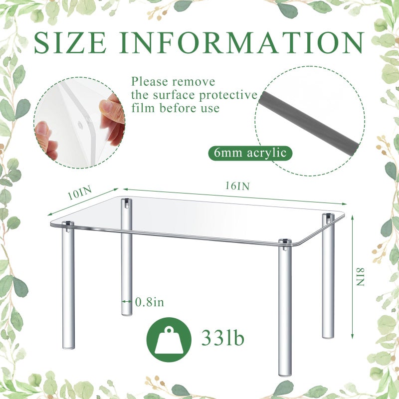 RattanView 1 Pcs 16 Inch Extra Large Acrylic Risers Display Stands Rectangular 4-leg Acrylic Plant Stand, 6mm Thick Clear Shelf Riser Display Stands for Decor Collectibles Figures and Item Photography - Image 2