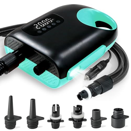 Karltion 20PSI Paddle Board Pump-Portable Electric SUP Air Pump, Dual Stage Inflation & Deflation SUP PUMP, 110W Paddleboard Pump with Auto-Off Function & 12V DC Car Connector for Paddle Board, Kayaks - Image 1