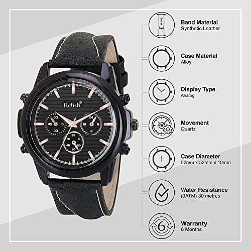 Relish Mens Black Analogue Watch, PU Leather Wallet and Wayfarer Sunglasses Combo Pack | Diwali Gifts for Mens, Brother, Husband - Image 3