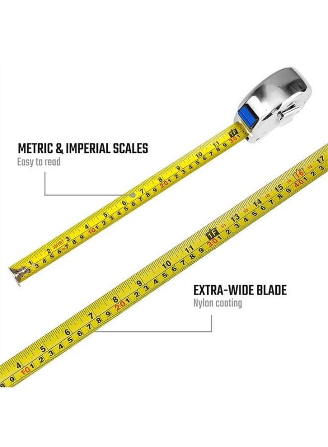 WORKPRO 10M(33FT)X 25MM CHROME TAPE MEASURE - Image 3
