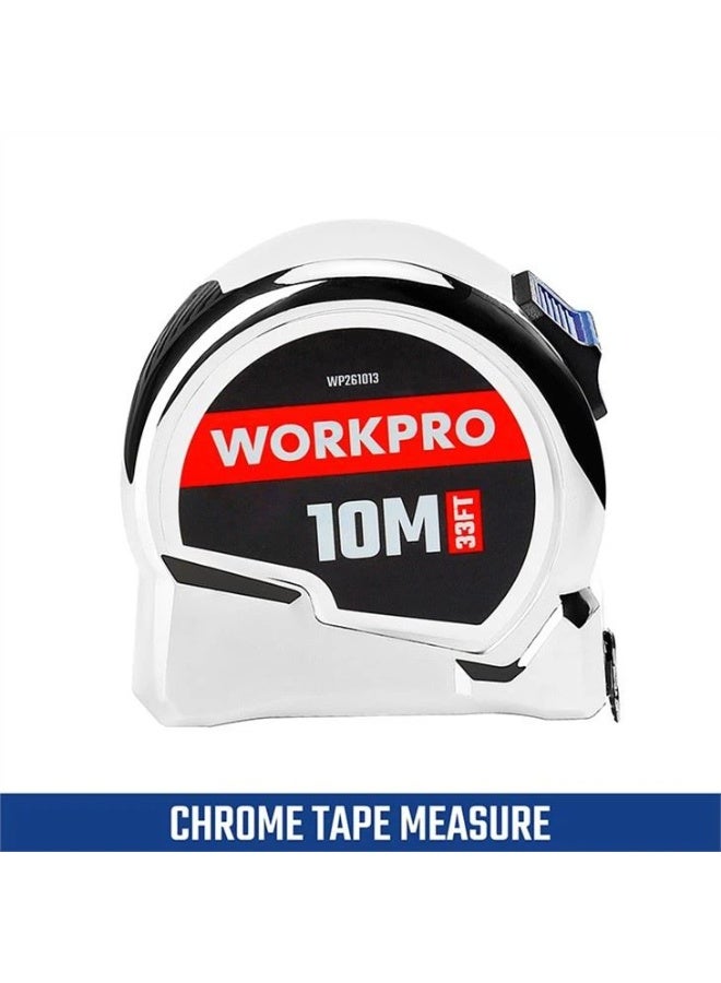 WORKPRO 10M(33FT)X 25MM CHROME TAPE MEASURE - Image 2