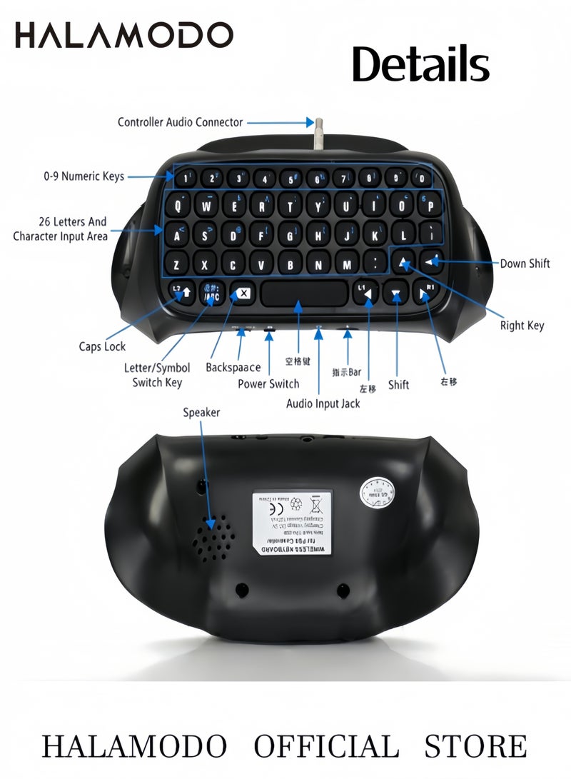 Halamodo Wireless Controller Keyboards & Gamepad Mini Bluetooth Wireless Keyboard Keypad Receiver Keypad and Chatpad with Sound and Headset Jack - Image 5