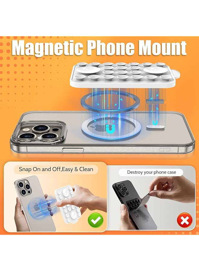 Excefore Suction Cup Phone Mount For Mag-Safe, Magnetic Suction Cup, For Shower Wall Cell Videos Selfies Creator Sharer, Tiktok Videos And Selfies, Mirror Shower Phone Holder - Image 3