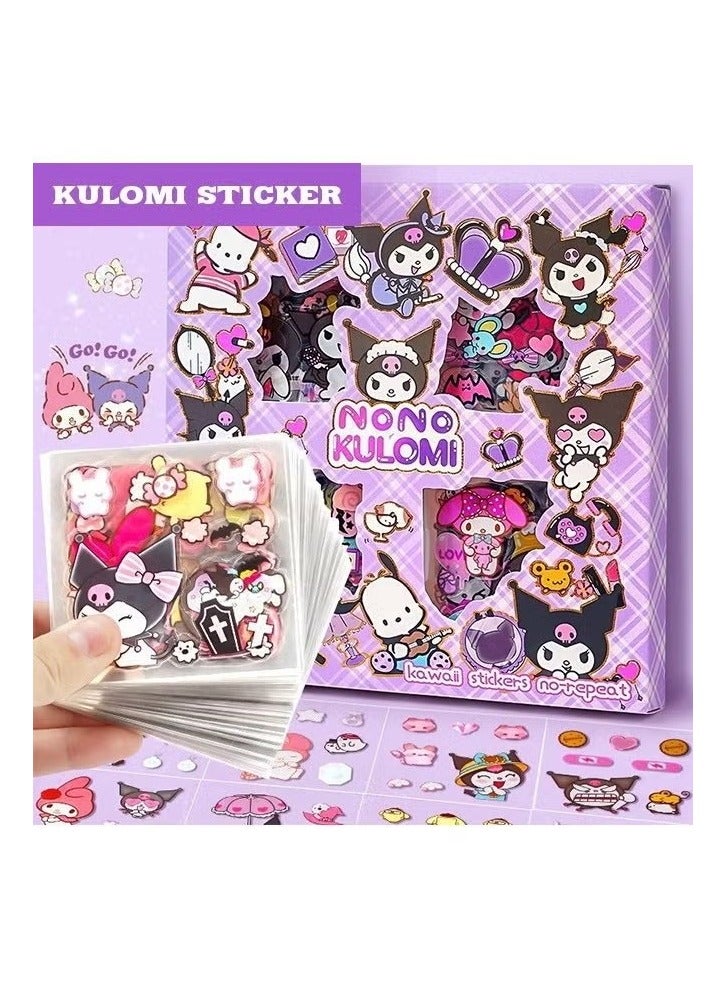 كورومي 100 مجموعة ملصقات Sanrio Kuromi ، ملصقات زخرفية جمالية كرتون ، مثالية للاصطدامات ، مذكرات ، كمبيوتر محمول وتزيين داخلي - Image 1