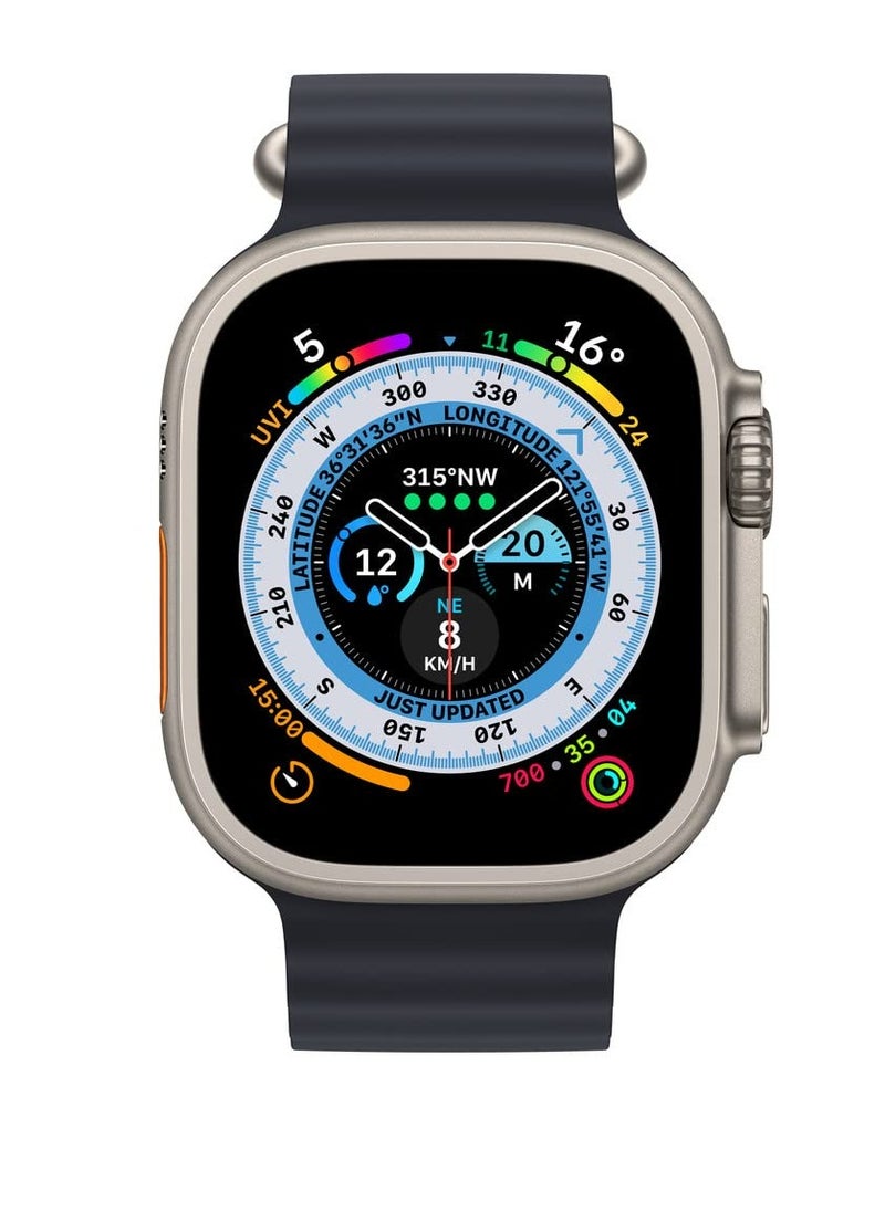 Ultra - Smart Watch 8 Ultra Ultra, with Aluminum case, size 49, wireless charging and measuring heart beats, temperature and recieving calls and messages ,compatible with all devices, and  ocean strap. - Image 1