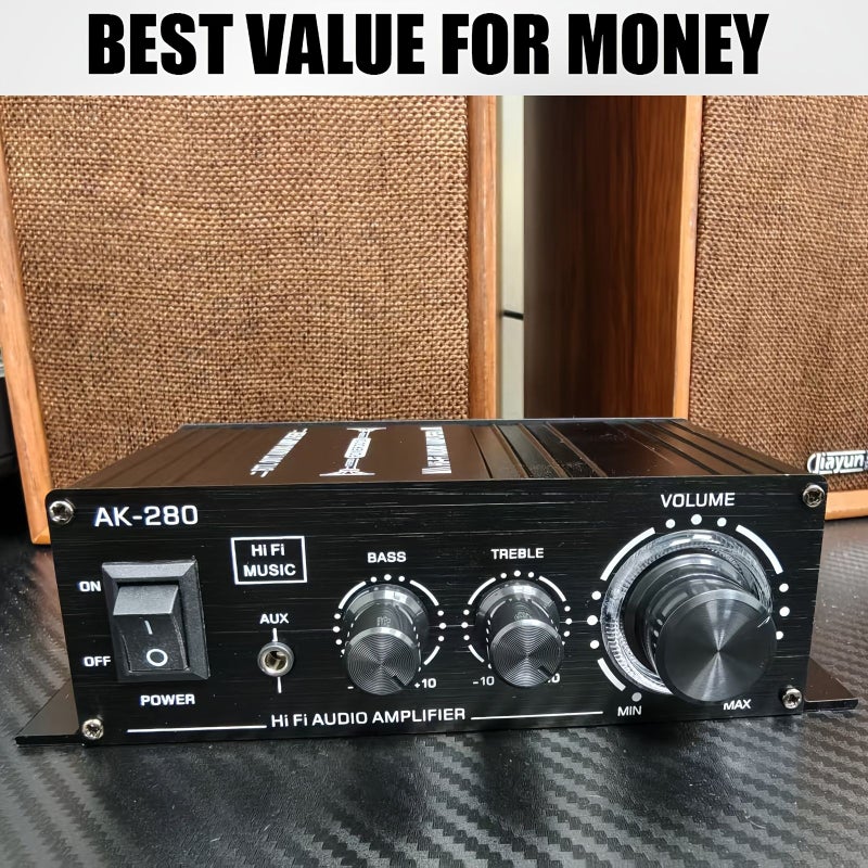 Black Mini Stereo Amplifier 2 0 Channel Hifi Audio for Desktop Bookshelf Speakers - Image 4