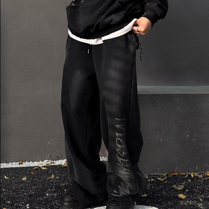 Apricot Letter Print Casual Joggers for Couples Apricot - Image 2