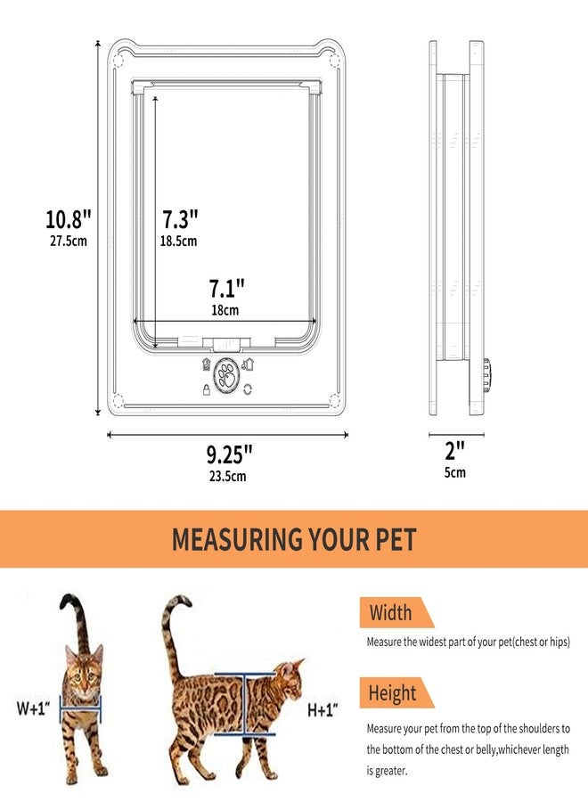 BillionChains Large Cat Door for Interior Door (Outer Size 10.8"x9.25") 4-Way Locking Cat Door for Exterior Door Brown Cat Flap Up to 25lb - Image 5
