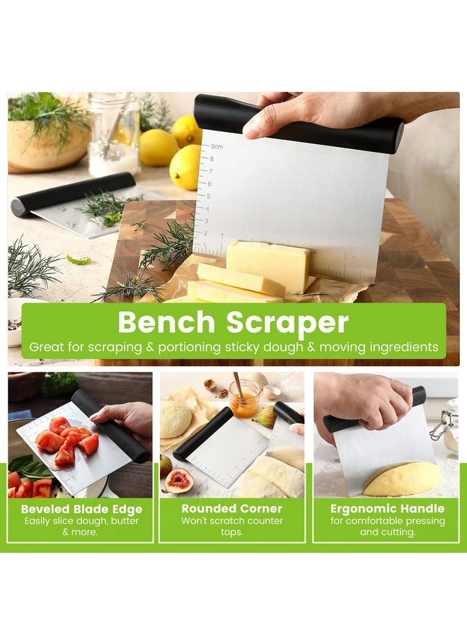 Spring Chef - Spring Chef Dough Blender & Pastry Cutter Tool, Stainless Steel Pastry Blender & Bench Scraper for Pizza, Nut, Pie - Multipurpose Dough Cutter & Scraper Tool for Baking with Soft Grip Handles - Black - Image 1
