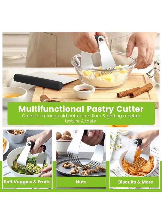 Spring Chef - Spring Chef Dough Blender & Pastry Cutter Tool, Stainless Steel Pastry Blender & Bench Scraper for Pizza, Nut, Pie - Multipurpose Dough Cutter & Scraper Tool for Baking with Soft Grip Handles - Black - Image 1