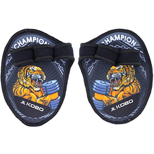 Kobo Weight Lifting Grip Pads/Hand Grips for Pull Ups/Gym Gloves for Functional Fitness Gym & Fitness Gloves, Black/Orange, Free Size - Image 5