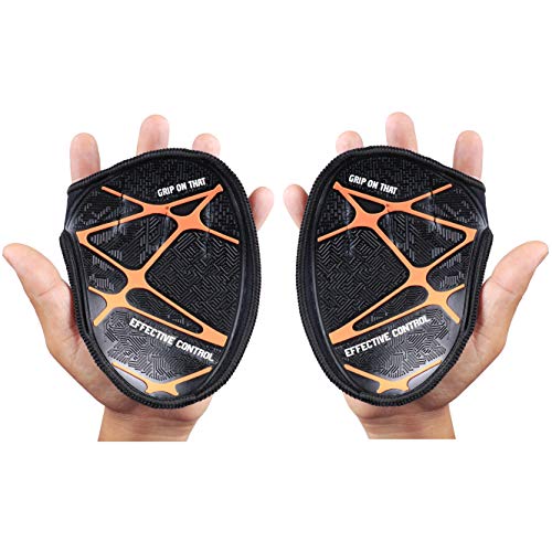 Kobo Weight Lifting Grip Pads/Hand Grips for Pull Ups/Gym Gloves for Functional Fitness Gym & Fitness Gloves, Black/Orange, Free Size - Image 1