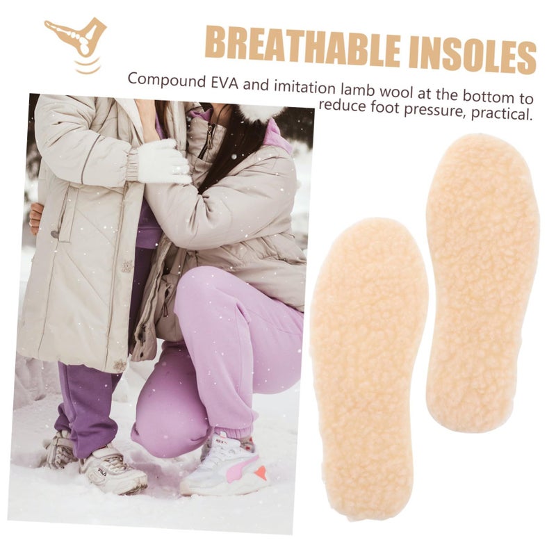 Thermal Wool Shoe Insoles Non Slip Winter Warm Inserts 2 Pairs Boys Girls - Image 5