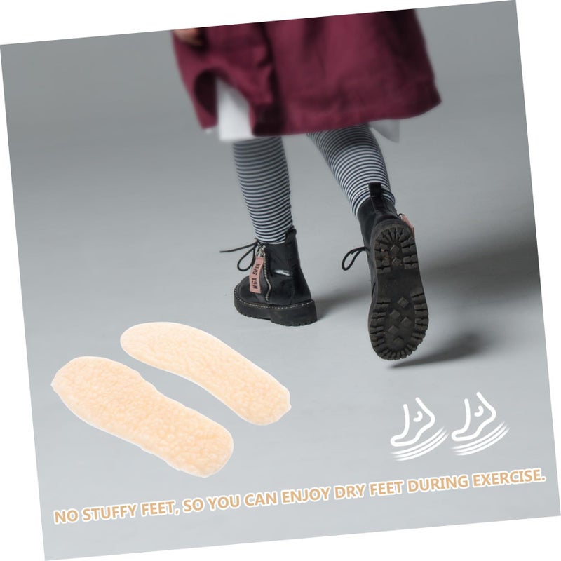 Thermal Wool Shoe Insoles Non Slip Winter Warm Inserts 2 Pairs Boys Girls - Image 4