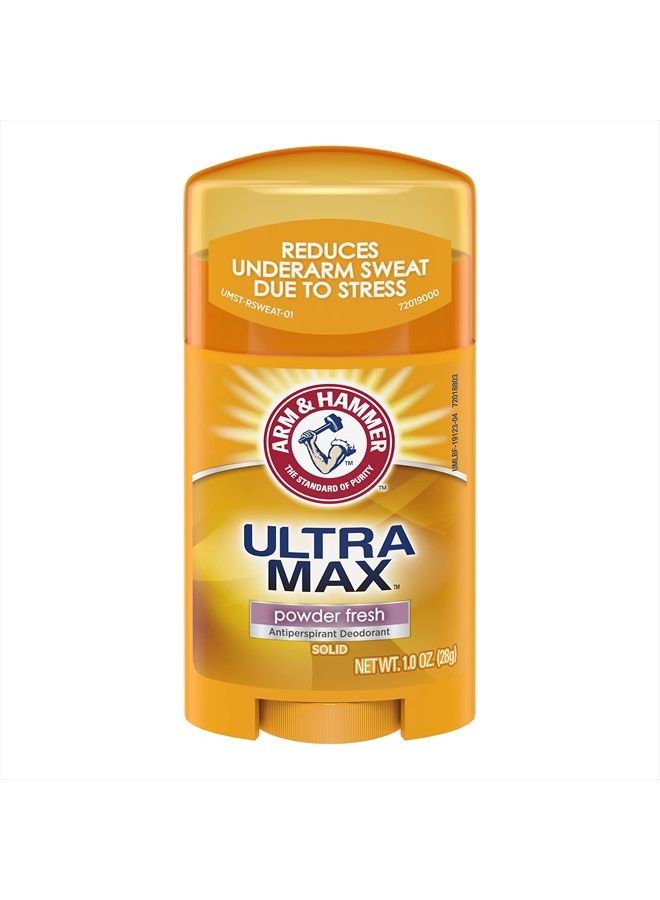 Arm & Hammer Ultra Max Solid Antiperspirant Deodorant, Powder Fresh, 1 Ounce Travel Size (Pack of 10) - Image 1