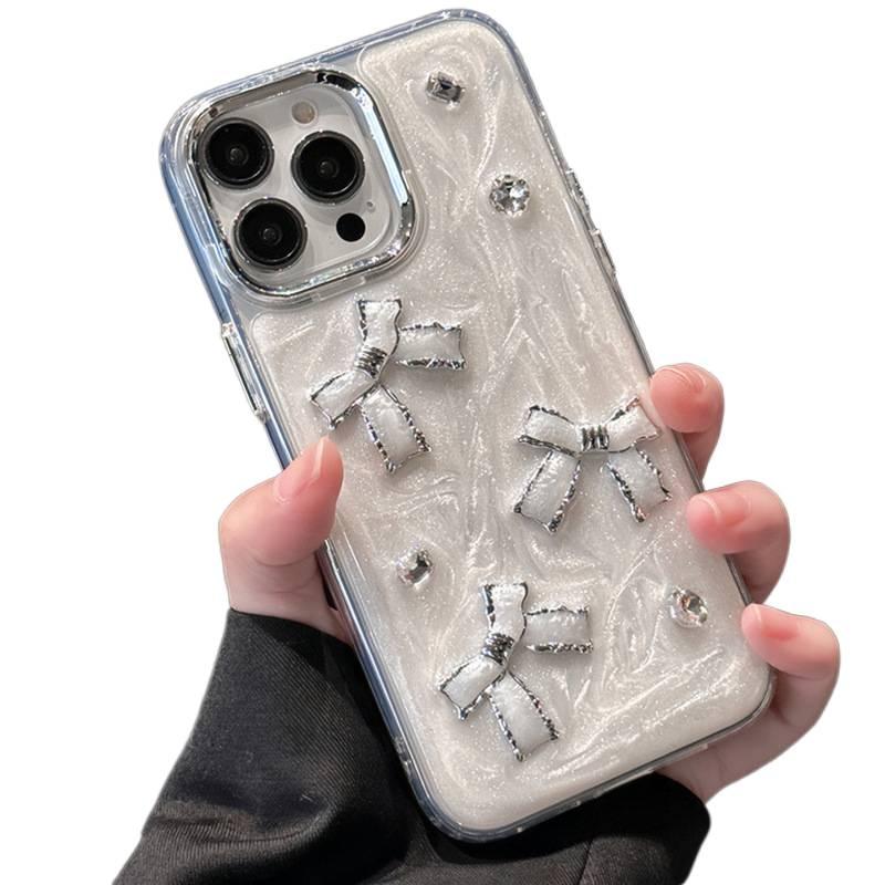 LS غطاء واقي بTPU لـ iphone7plus/8plus مع حماية من السقوط وتصميم فيونكة مع مقاوم للصدمات مع تشطيب راتنج باللون أبيض من مادة TPU باللون الأبيض - Image 1