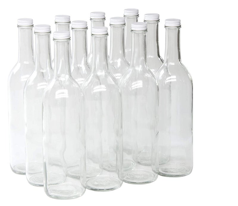 North Mountain Supply 750ml Clear Glass Bordeaux Wine Bottle Flat-Bottomed Screw-Top Finish (White - Metal Lids) - Image 4