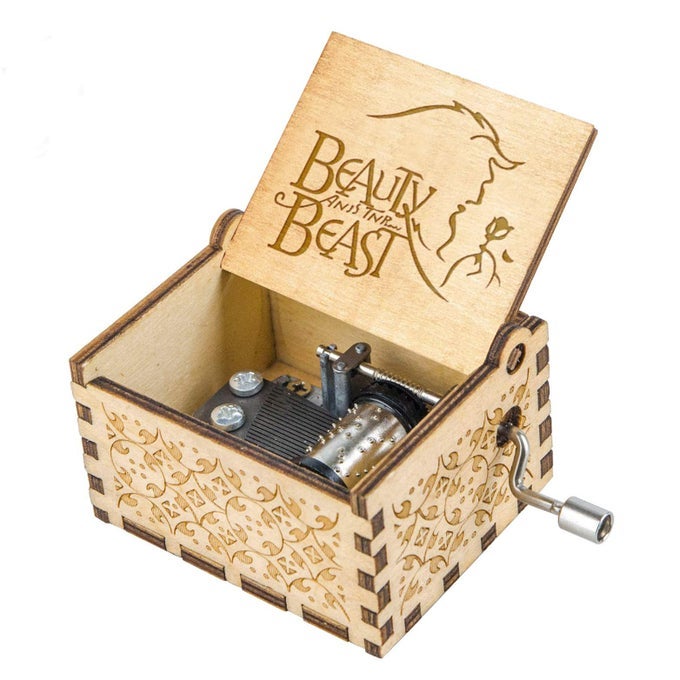 BEAUTY AND THE BEAST MUSIC BOX VALENTINE CHRISTMAS BIRTHDAY ANNIVERSARY WOODEN GIFT FOR WIFE GIRLFRIEND HUSBAND BOYFRIEND GIRL HAND CRANK PRESENT