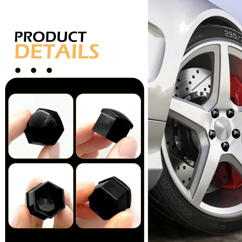 Bawkars 20 PCS Lug Nut Covers, 21mm Bolt Cover Caps with Removal Tool, Hexagonal Plastic Dustproof Wheel Nut Rim Cover, Universal for Most Cars Lug Nut Caps (Black #21mm) - Image 3