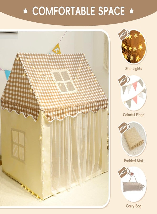 RONGFA Playhouse for Indoor & Outdoor, with Star Light, Flags and Carry Bag, Washable Kids Tent for Girls & Boys (Lattice Top) - Image 3