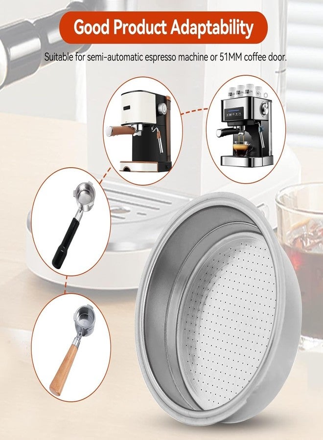 Moncer Stainless Steel Coffee Filter, Double Cup Coffee 51mm Pressurized Porous Filter Strainer, Coffee Machine Replacement Accessories - Image 2