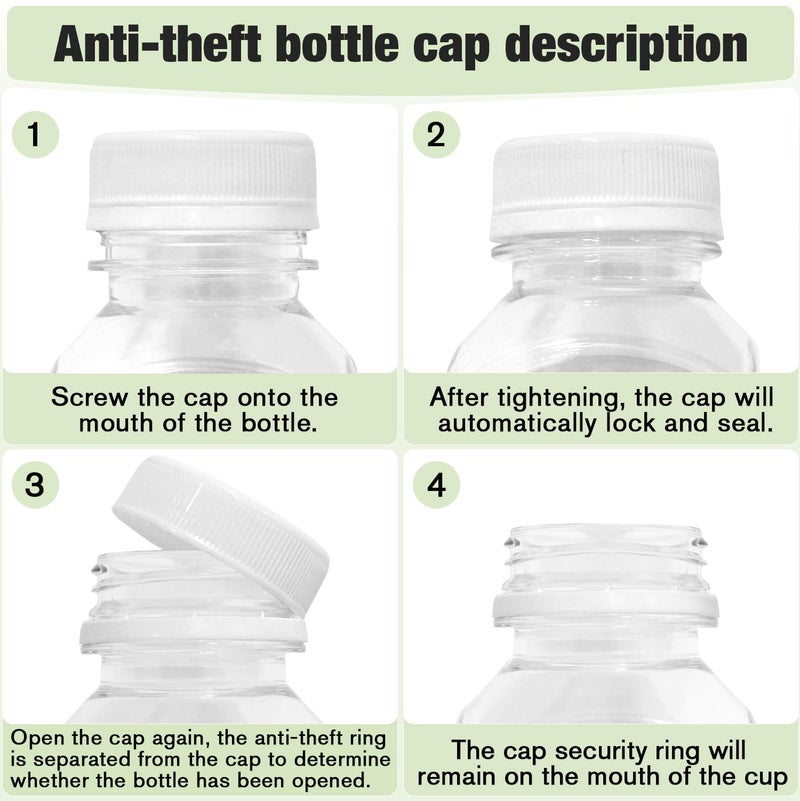 Leaflai Plastic Juice Bottles with Caps 6 pcs - 8oz Reusable Juice Containers with Tamper Proof Lids White - Clear Juicing Bottles for Juicing Milk Smoothie Drinking and Other Beverages Christmas Gifts - Image 4