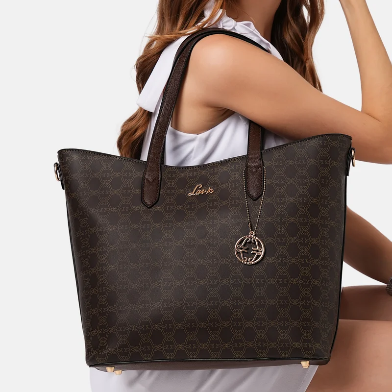 لافي حقيبة لافي نسائية مطبوعة بالهايلون بني