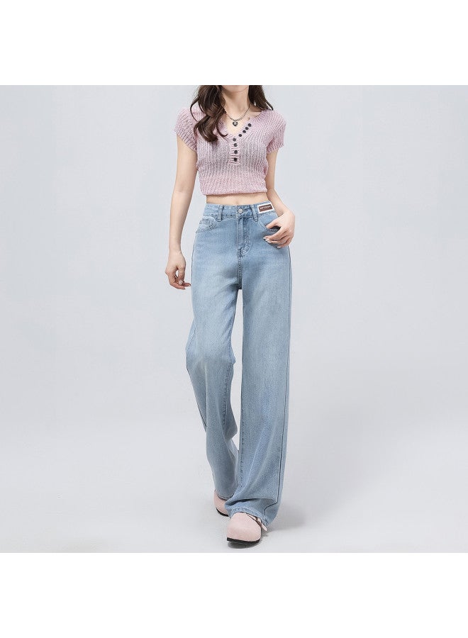 EPTISON summer Thin Women's Jeans - Soft, Comfortable, Loose Fit With Flowy Wide-leg Trousers & Floor-length Design - Image 3