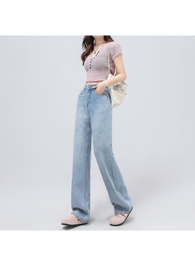 EPTISON summer Thin Women's Jeans - Soft, Comfortable, Loose Fit With Flowy Wide-leg Trousers & Floor-length Design - Image 5