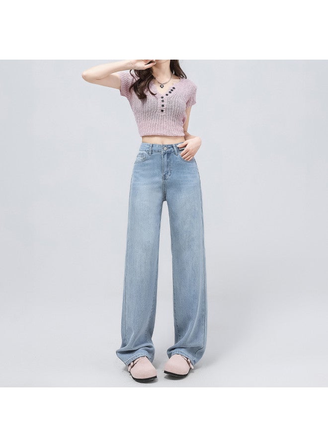 EPTISON summer Thin Women's Jeans - Soft, Comfortable, Loose Fit With Flowy Wide-leg Trousers & Floor-length Design - Image 4