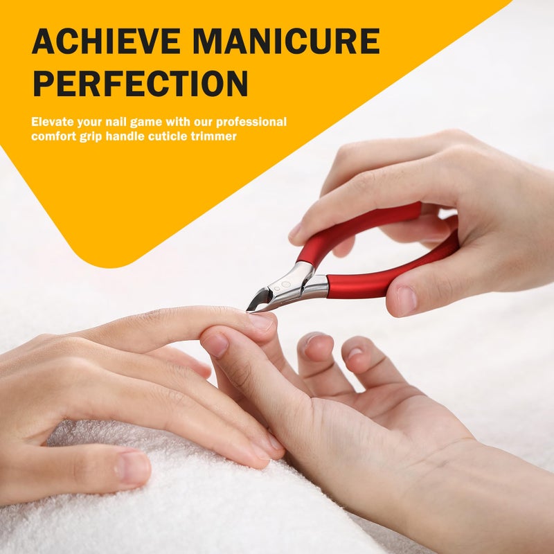 BEZOX Cuticle Clipper for Salon-Worthy Nails - Professional Half Jaw (5 mm) Cuticle Trimmers with Silicon Handle for Expert Manicures, Precision Cuticle Cutters Premium Cuticle Tool - Red - Image 2