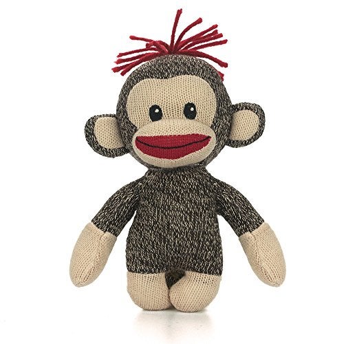 Plushland Original Curioso Brown Sock Monkey Hand Knitted Stuffed Animal Toy Giftfor Kids Babies Teens Girls and Boys Baby Doll Present Puppet 6 Inches - Image 1