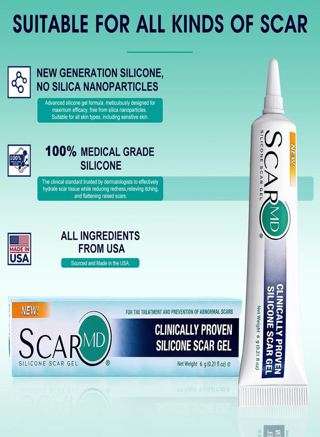 ScarMD جل سكار إم دي السيليكوني لعلاج الندبات - تصميم تدليك لشفاء أسرع | كريم مثبت سريريًا لعلاج الندبات الجراحية، وتسطيح الندبات الجدرية وندبات حب الشباب | كريم سيليكوني نقي 100% (0.21 أونصة) - Image 3