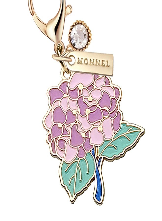 MONNEL MC396 Big Hydrangea Flower Lobster Clasp Charm for Women with Velvet Bag (Purple,1 Piece) - Image 2