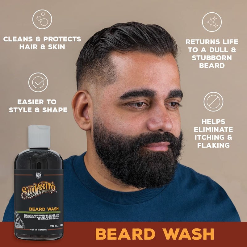 Suavecito Beard Wash Set Cleansing and Conditioning Beard Kit For Men (8 oz. each) - Image 5