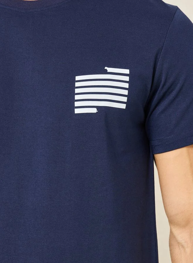 ستايلي Graphic Print Crew Neck T-Shirt & Short Set