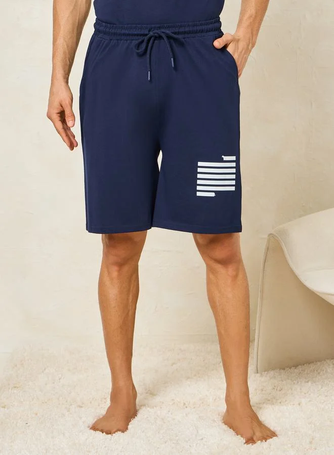 ستايلي Graphic Print Crew Neck T-Shirt & Short Set
