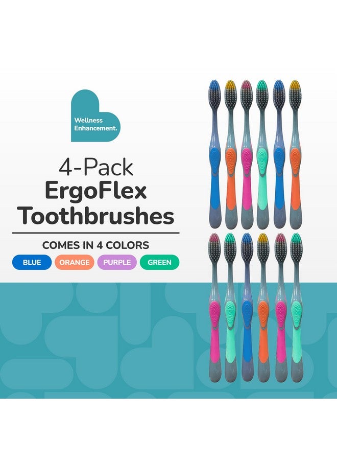 BioSwiss Toothbrush, Ergoflex Pack Of 12 Toothbrushes With Rubber Grips, Oral Care And Plaque Removal, Travel Friendly - Image 2