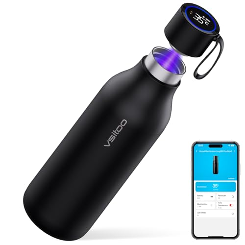 VSITOO 33oz Smart SelfCleaning Water BottleLarge Insulated Stainless Steel Bottle with AI SelfClean 30Day Battery Magnetic Charging for Outdoor Travel Gym or Office Black - Image 1