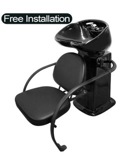 Shampoo Chair Hair Wash Chair with Backwash Station Salon Chair with Ceramic Bowl, Free Installation