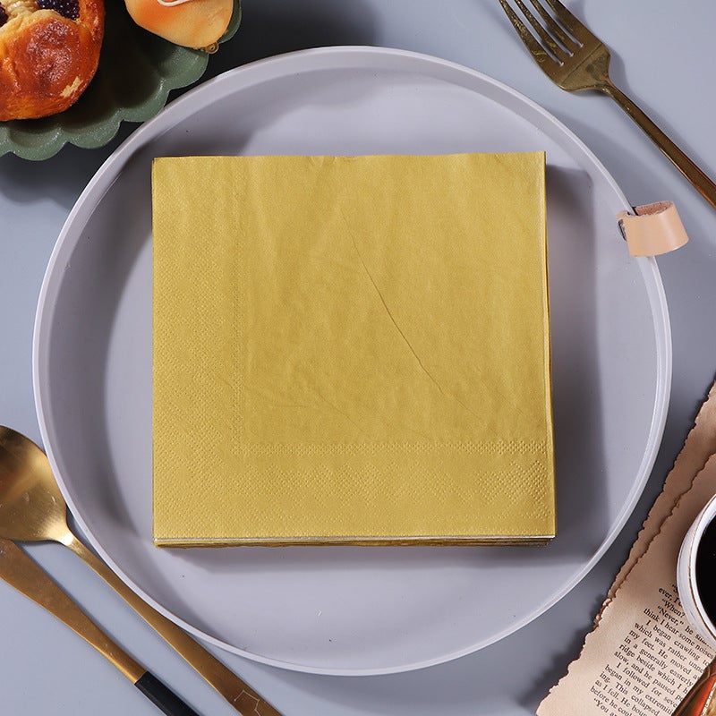 Spot 25Cm * 25Cm Monochrome Plain Color Double Layer Printing Paper Towel Printing Napkin Creative Paper Towel Facial Tissue - Image 5