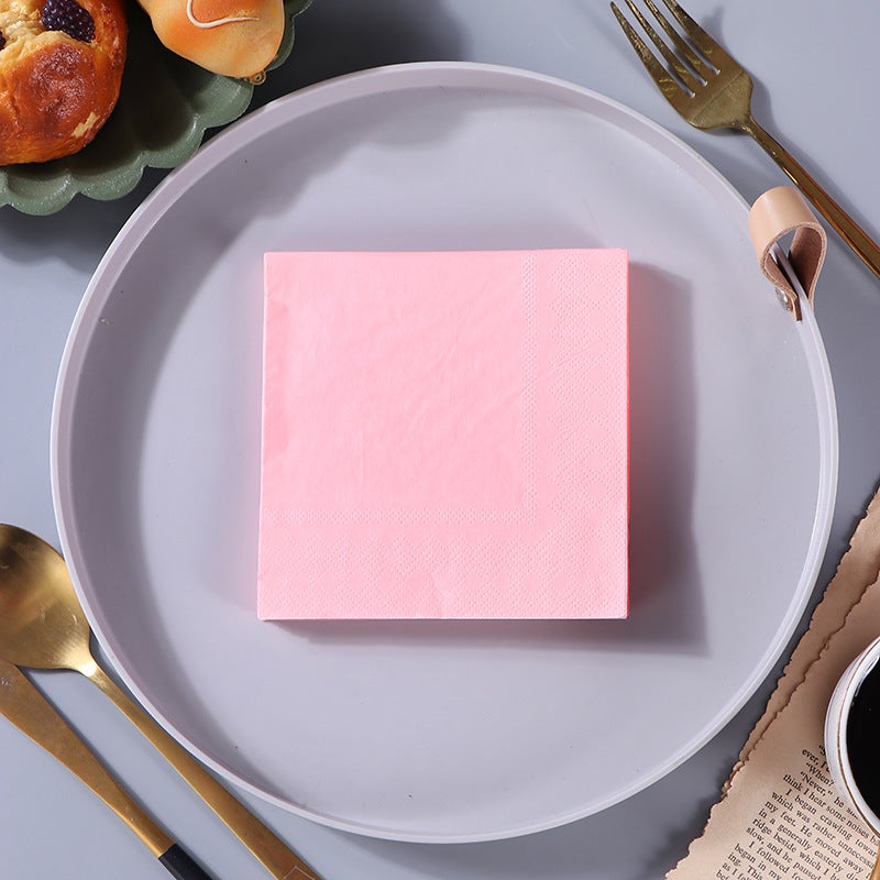 Spot 25Cm * 25Cm Monochrome Plain Color Double Layer Printing Paper Towel Printing Napkin Creative Paper Towel Facial Tissue - Image 1